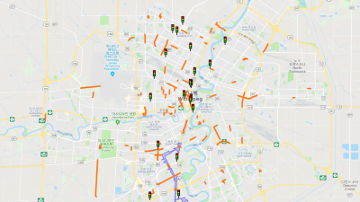 위니펙 시가 2019년에 재포장할 도로들 목록 및 지도