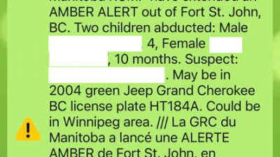 RCMP에 따르면, 온타리오주에서 납치 용의자를 체포해 BC주 북부지방의 황색 경보가 해제돼