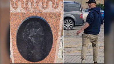 루이스 리엘의 무덤 파괴 행위(Louis Riel grave vandalism)는 증오 범죄일 수 있다며 경찰은 용의자를 수배해