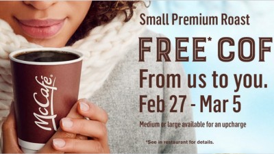 맥도널드(McDonalds) 무료 커피 제공 - 2월 27일부터 3월 5일까지 작은 컵 커피