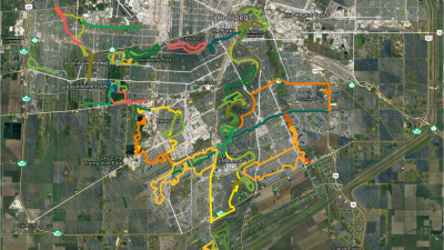 Manitoba Walking/Hiking/Biking Routes 를 표시해 놓은 구글 지도