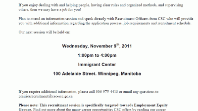 Information Session for Correctional Officers, Parole Officers & Admin Assistants - November 9 - Immigrant Centre