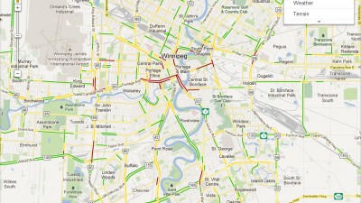 구글 지도(Google maps) 실시간 위니펙 교통(Traffic)정보 표시 시작